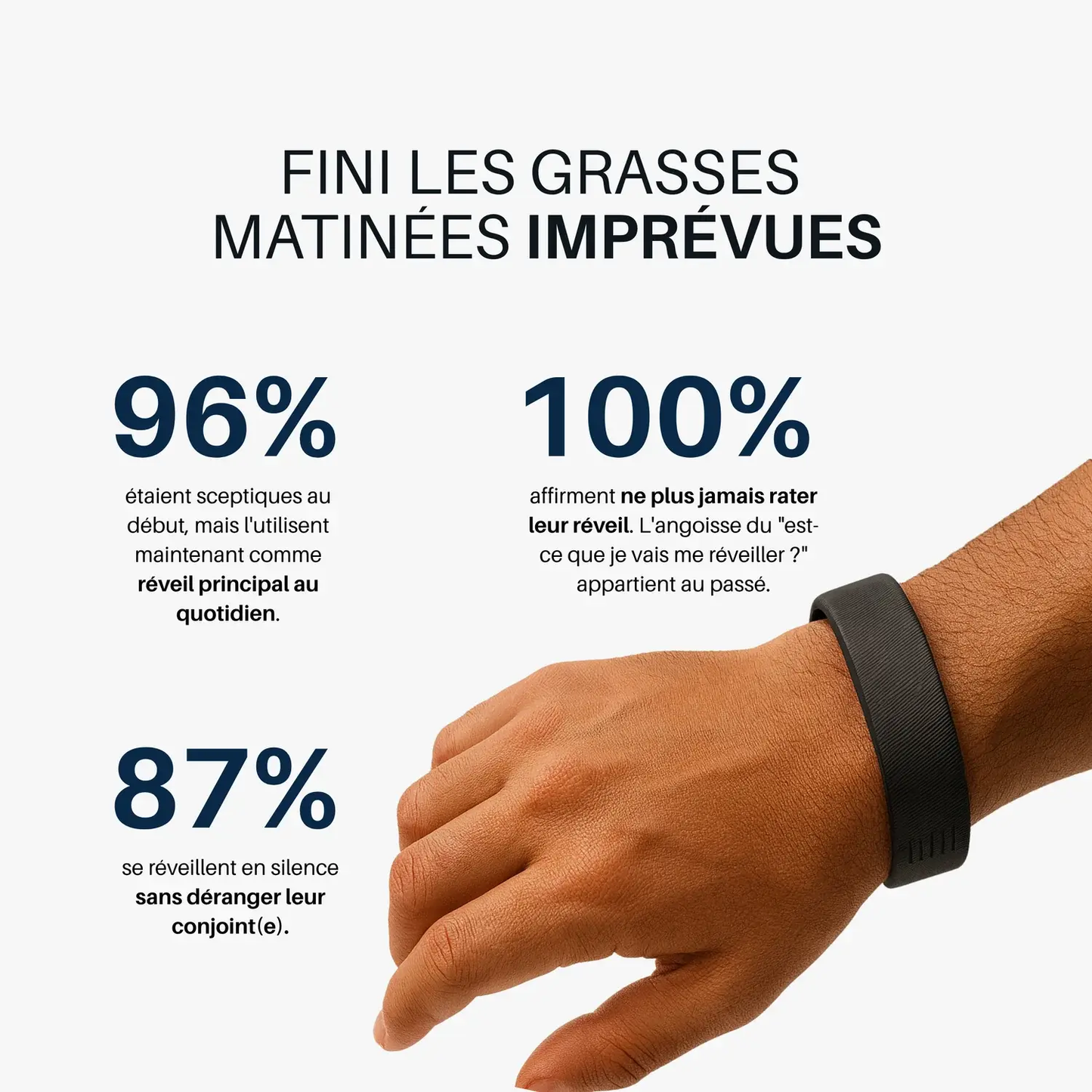 Bracelet connecté de réveil silencieux SleepFits™ design moderne et confortable